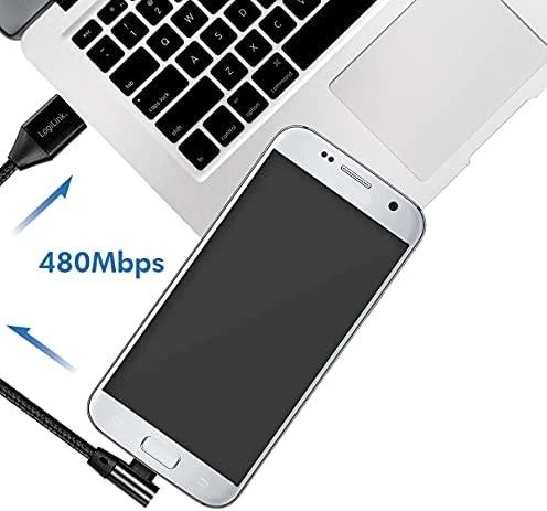 LOGILINK CU0142 LOGILINK – USB 2.0 į mikro-USB (90 kampu) kištukas, 1 m