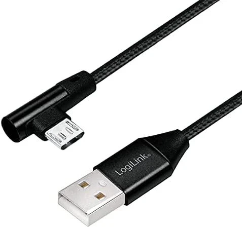 LOGILINK CU0142 LOGILINK – USB 2.0 į mikro-USB (90 kampu) kištukas, 1 m