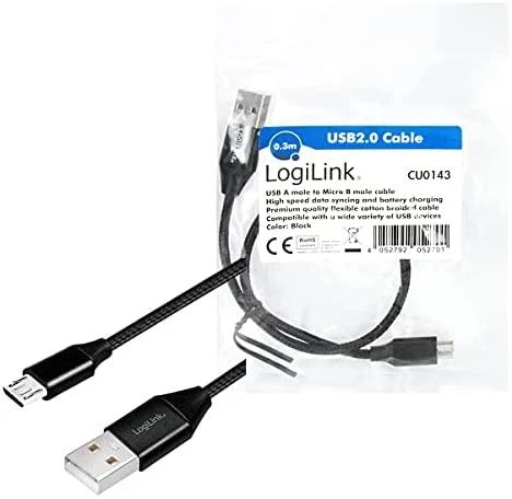 LOGILINK CU0143 USB-A 2.0 laidas su mikro USB kištuku 0,3 m