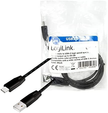 LOGILINK CU0157 LOGILINK - USB-A 2.0 kabelis USB-A kištukas iki USB-C kištukas, juodas, 1m