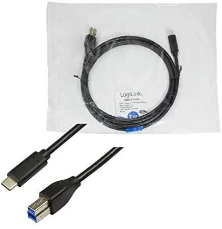 LOGILINK CU0163 LOGILINK – USB 3.2 Gen1x1 laidas, USB-C kištukinis lizdas iki USB-B kištukas, 2 m
