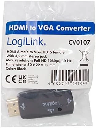 LogiLink CV0107 HDMI į VGA adapteris pakuotėje