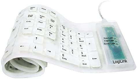 LogiLink klaviatūra USB PS/2 Flexibel Wasserfest balta – Klaviatūra – 106 klavišai