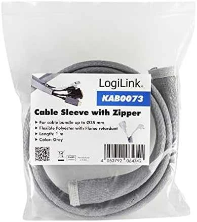 LOGILINK KAB0073 Kabelio mova su užtrauktuku Poliesteris Ø 50 mm pilkas 1m