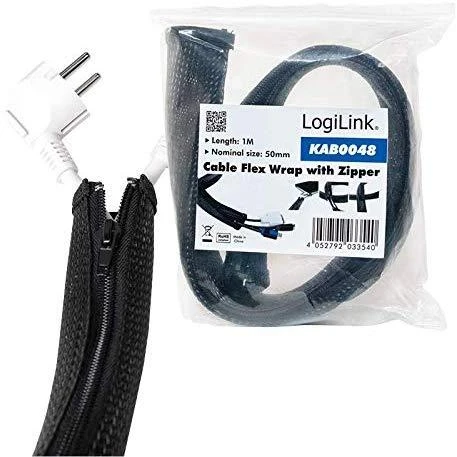 LOGILINK KAB0048 LOGILINK - Lanksčios kabelio apsauga su užtrauktuku 1m