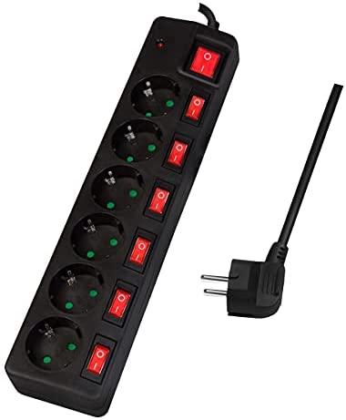 LogiLink 6 gniazd 1.5m juoda