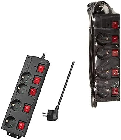 LogiLink 4 lizdai 1,5m juoda | jungiklis