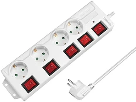 LogiLink 4 lizdai 1,5m balta | jungiklis