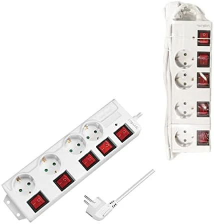 LogiLink 4 lizdai 1,5m balta | jungiklis