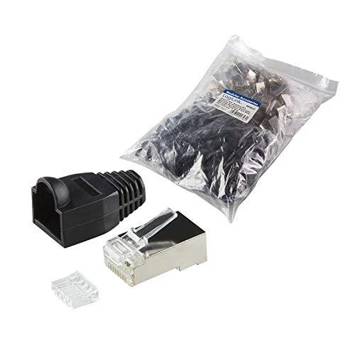 LOGILINK MP0022 LOGILINK - Kištukinė jungtis Cat.6 RJ45 100vnt. komplektas, ekranuotas, juodas