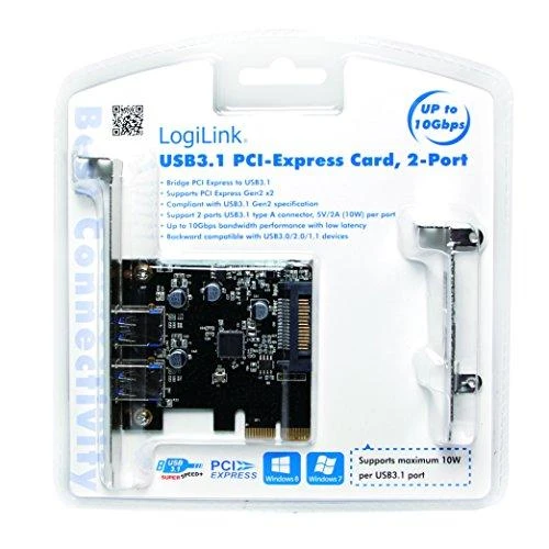 „Logilink PC0080“, „PCI Express“ kortelė, 2 x USB 3.1, „Asmedia AS1142“ „Logilink USB 3.1 PCI-Express“ kortelė, 2 prievadų A tipo PCIe