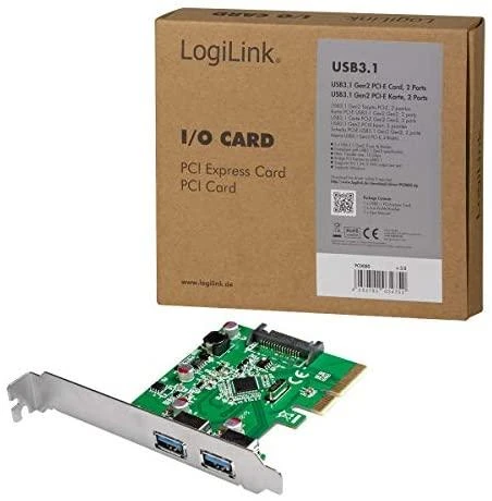 „Logilink PC0080“, „PCI Express“ kortelė, 2 x USB 3.1, „Asmedia AS1142“ „Logilink USB 3.1 PCI-Express“ kortelė, 2 prievadų A tipo PCIe