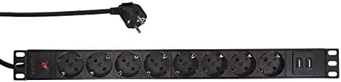 LogiLink PDU8C02 19 PDU 8x CEE 7/3 lizdas + 2 x USB, su apsauga nuo perkrovos