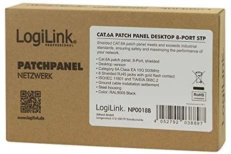 LOGILINK NP0018B LOGILINK- Patch Panel Desktop Cat.6A STP 8 jungtys, Juodas