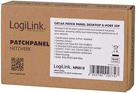 LogiLink Patchpanel kat. 6A, 8 prievadų, ekranuotas STP, rutulinis (NP0018)