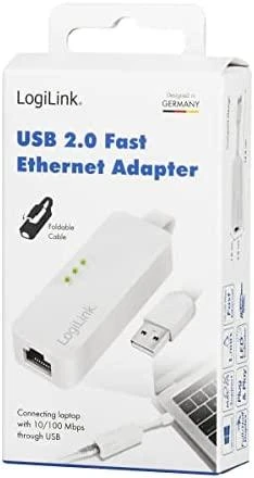 LogiLink Prisijungti | Greitasis Ethernet USB 2.0–RJ45 adapteris: | 0,115 m | Baltas | USB-A iki RJ45