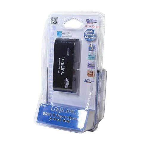 HUB USB LogiLink 4 prievadas USB 3.0, su adapteriu (UA0152)