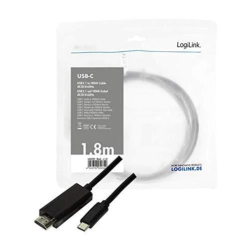 LOGILINK UA0329 LOGILINK – USB 3.2 Gen 1x1 USB-C kištukinis HDMI 2.0 kištukas, 1,8 m