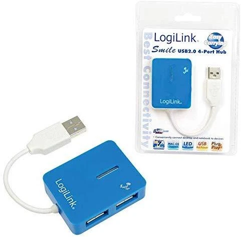 LogiLink Prisijungti | USB 2.0 Hub 4-Port, Smile, Mėlyna