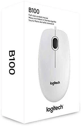 Pelė LOGITECH B100, USB, balta sp.