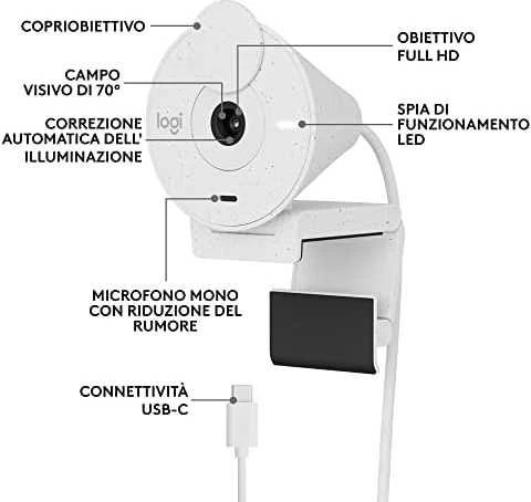 Internetinė kamera Logitech Brio 300, balta