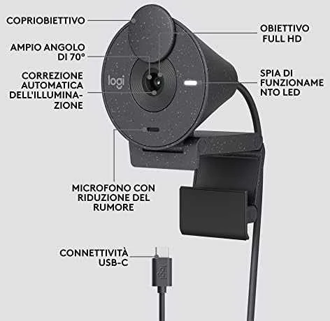 LOGITECH BRIO 305 žiniatinklio kamera, spalvota 2 MP 1920 x 1080 720p 1080p garso USB-C