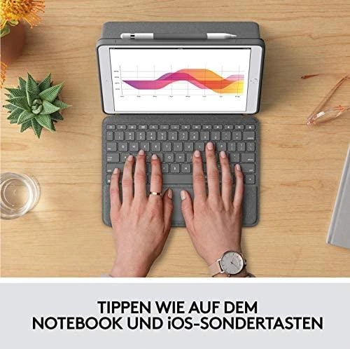 Logitech Combo Touch mobiliojo įrenginio klaviatūra QWERTZ Vokiečių Grafitas Smart Connector