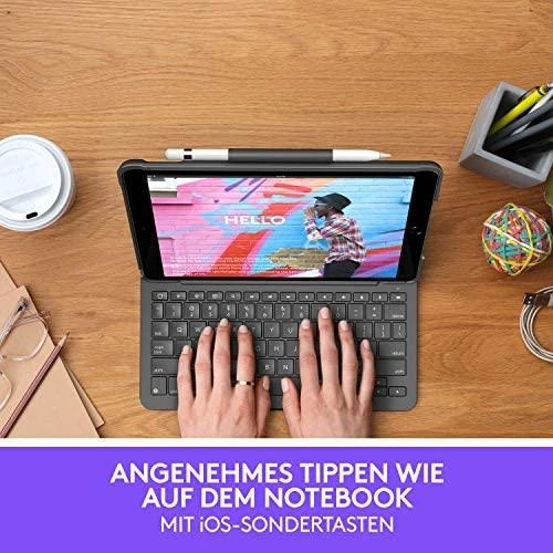 Logitech Slim Folio QWERTZ Vokiečių Grafitas „Bluetooth“
