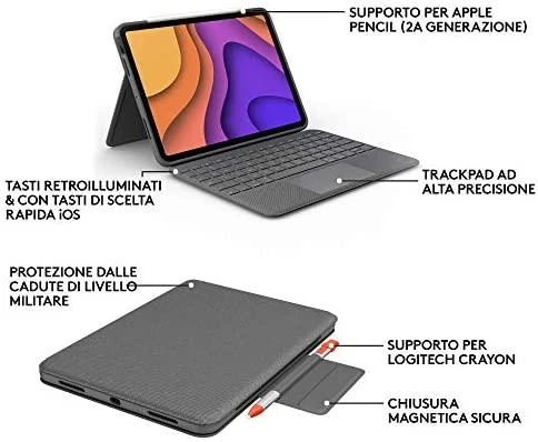 Logitech Folio Touch dėklas skirtas iPad Air 4 Gen. (Klaviatūros kalba – Vokiečių)