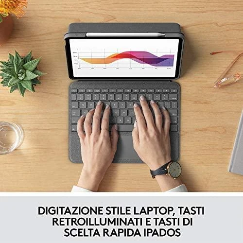 Logitech Folio Touch dėklas skirtas iPad Air 4 Gen. (Klaviatūros kalba – Vokiečių)