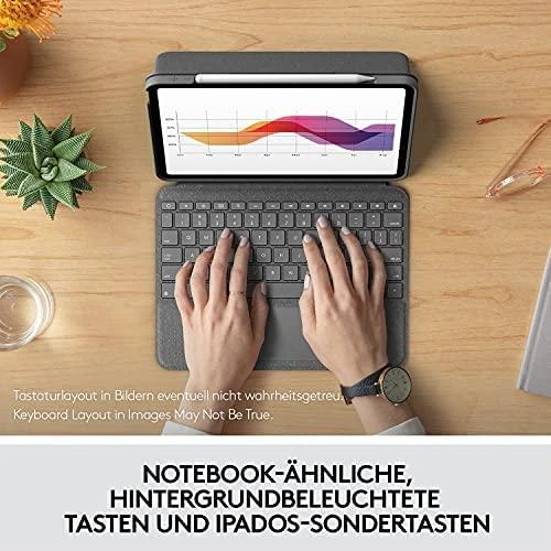 Logitech Folio Touch dėklas skirtas iPad Air 4 Gen. (Klaviatūros kalba – Vokiečių)