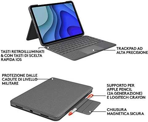 „Logitech Folio Touch IT-Layout“, skirta „Apple 11 iPad Pro“ (1G/2G), grafito spalvos