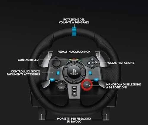 Logitech G29 SE Driving Force žaidimų vairas su pedalais, su „Force Feedback“ technologija + Logitech G Driving Force pavarų perjungimo svirtis, skirta PS5, PS4 ir PC (991-000557)