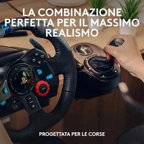 Logitech G29 SE Driving Force žaidimų vairas su pedalais, su „Force Feedback“ technologija + Logitech G Driving Force pavarų perjungimo svirtis, skirta PS5, PS4 ir PC (991-000557)