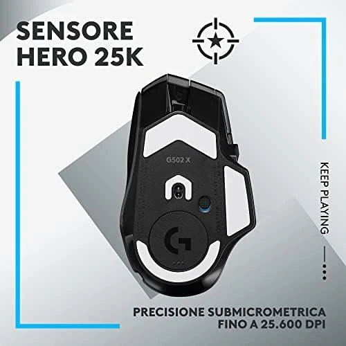 Belaidė žaidimų pėlė Logitech G502 X Lightspeed, Juodos spalvos