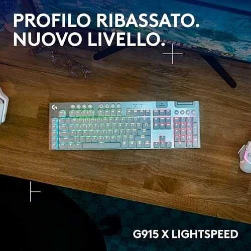Logitech G915 X Lightspeed belaidė mechaninė klaviatūra | US, TACTILE SWITCHES | Balta