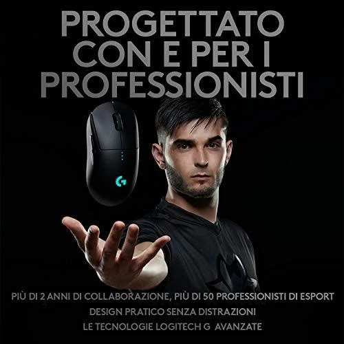 Logitech G PRO Belaidė žaidimų pelė, RF belaidė, 25600 DPI, Juoda