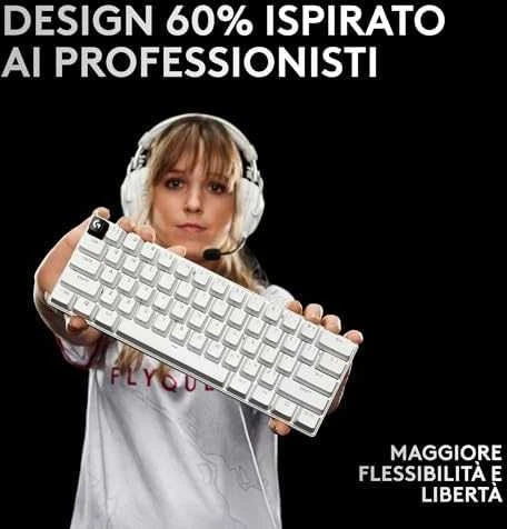 Logitech G PRO X 60 Wireless - US INT'L išdėstymas - GX Optical Tactile Switches - Baltas (Balta) Optinė Belaidė Žaidimų Klaviatūra