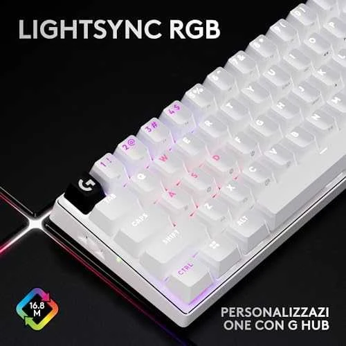 Logitech G PRO X 60 Wireless - US INT'L išdėstymas - GX Optical Tactile Switches - Baltas (Balta) Optinė Belaidė Žaidimų Klaviatūra