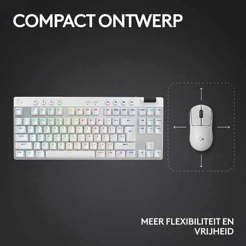 Žaidimų klaviatūra Logitech G Pro X TKL Lightspeed, US išdėstymas, Baltos spalvos
