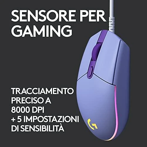 Pelė žaidimams Logitech G203 Lightsync RGB, Lilac