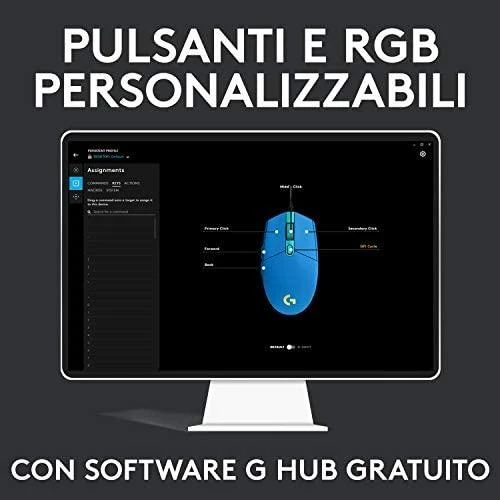 Žaidimų pelė Logitech G203 Lightsync RGB, Mėlyna