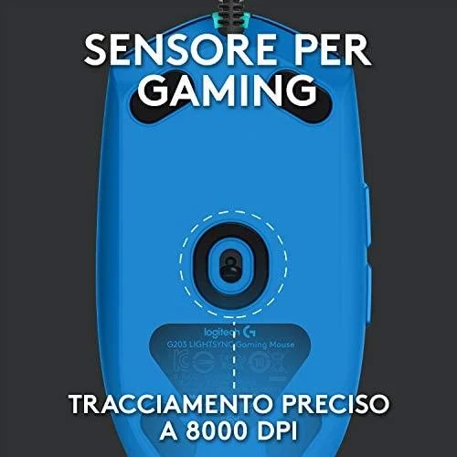 Žaidimų pelė Logitech G203 Lightsync RGB, Mėlyna
