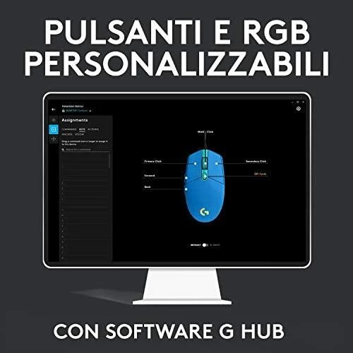 Žaidimų pelė Logitech G203 Lightsync RGB, Mėlyna