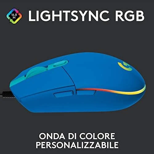 Žaidimų pelė Logitech G203 Lightsync RGB, Mėlyna