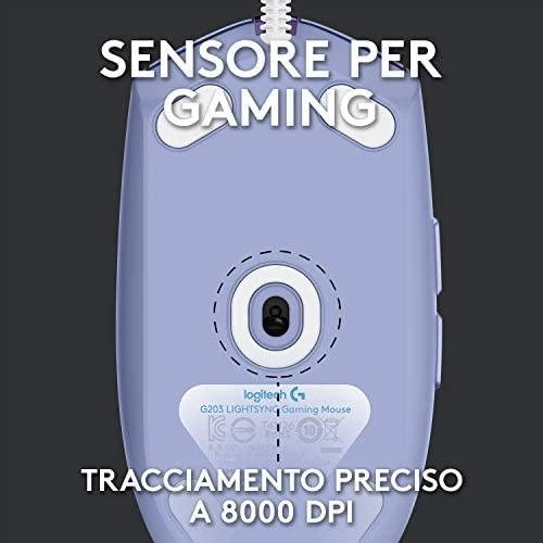 Pelė žaidimams Logitech G203 Lightsync RGB, Lilac