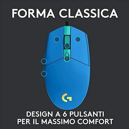Žaidimų pelė Logitech G203 Lightsync RGB, Mėlyna