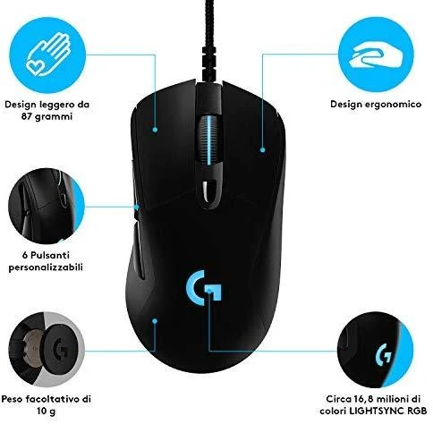 Laidinė pelė žaidimams Logitech G403 Hero, Lightsync RGB, Juodos spalvos