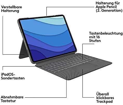 Logitech Combo Touch skirta Apple iPad Pro (2021) 12.9 col. - Dėklas su klaviatūra ir jutikliniu kilimėliu (vokiečių k.)