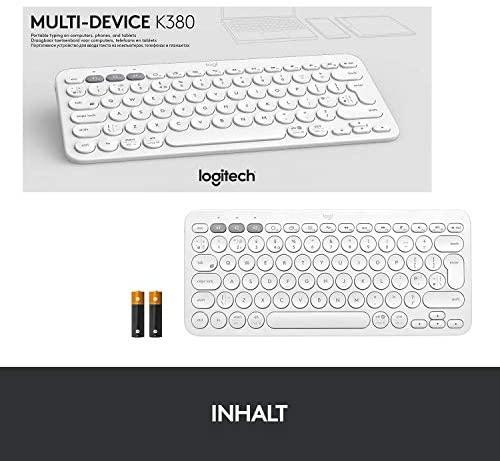 Belaidė Multi-Device Bluetooth Klaviatūra Logitech K380, DE išdėstymas, Balta